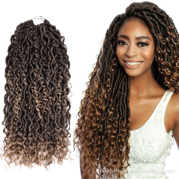 20 Strands 20inches Long Goddess Locs Crochet Twist Braids Hair Ombre Brown Braiding Hair Women Synthetic Hair Extensions